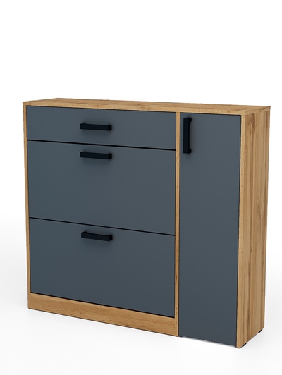 Обувница в прихожую «Клик Мебель», с дверью, 1060×280×960 мм, цвет дуб вотан/тёмно-серый