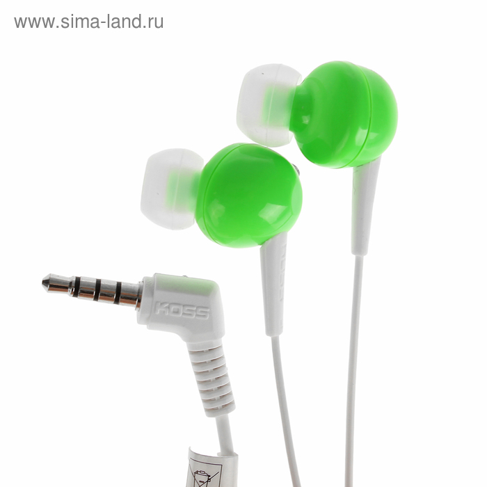 Наушники KOSS KEB6i G, вакуумные, микрофон, 106 дБ, 32 Ом, 3.5 мм, 1.2 м, зеленые - Фото 1