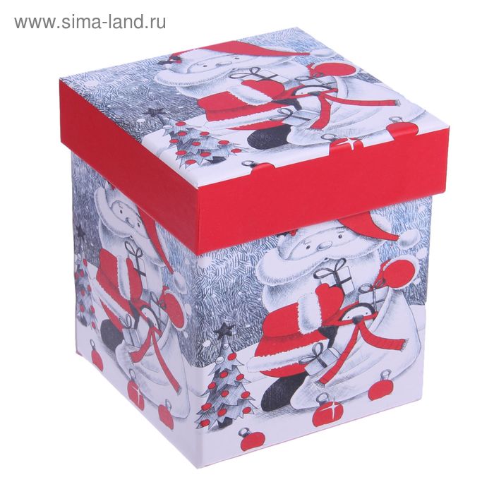 Коробка подарочная "Санта с подарками", 10 х 10 х 11 см - Фото 1
