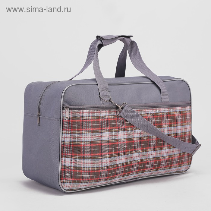 Сумка дорожная, отдел на молнии, длинный ремень, цвет серый - Фото 1