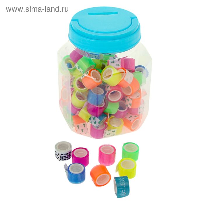 Клейкая лента цветная, полупрозрачная, 12 мм × 2 м, МИКС - Фото 1