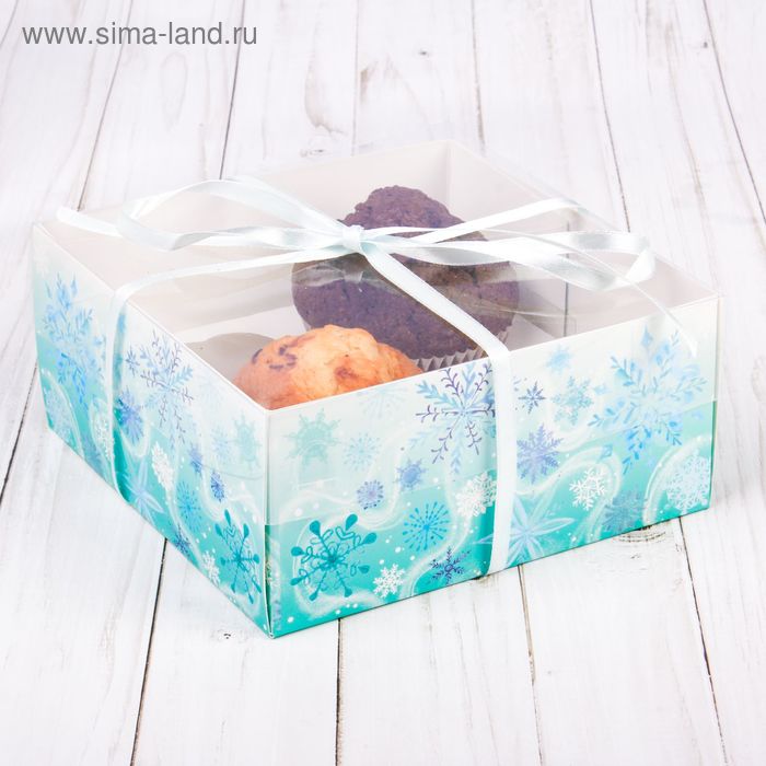 Коробка для капкейка «Зима», 16 × 16 × 7,5 см - Фото 1