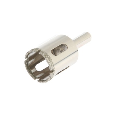 Сверло алмазное по стеклу и керамике ТУНДРА, трехгранный хвостовик, 28×65 мм