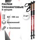 Палки для скандинавской ходьбы ONLYTOP, телескопические, 3 секции, до 135 см, 2 шт., цвет МИКС - фото 319849417