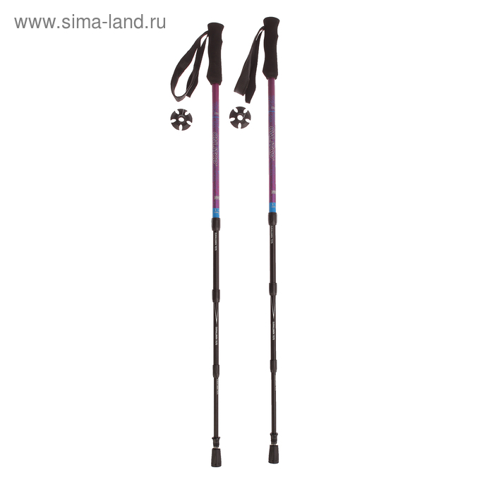 Палки для скандинавской ходьбы, телескопич, 3х секц, до 135 см (пара 2 шт), цвета микс - Фото 1