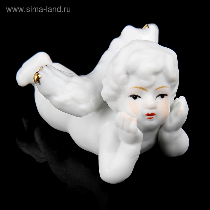 Сувенир керамика "Ангелочек белый" 4х8 см - Фото 1