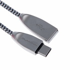 Кабель Qumann, Type-C - USB, текстильная оплетка, 2.4 А, 1.2 м, серебряно-чёрный - Фото 1