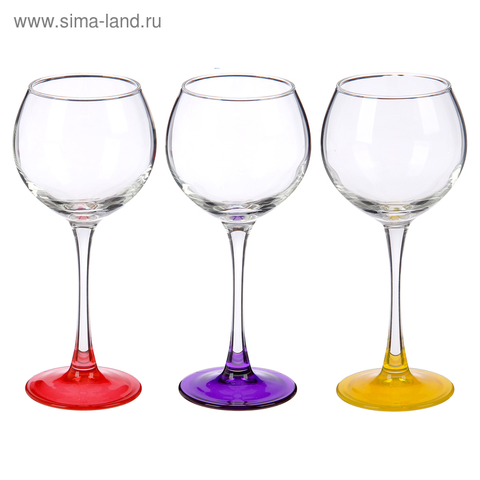Набор бокалов для вина 280 мл «Эдем», 3 шт, цвет МИКС - Фото 1