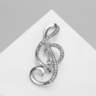 Брошь «Скрипичный ключ» цвет белый в серебре - фото 8351960