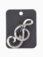 Брошь «Нота. Скрипичный ключ», белая в серебре  (артикул 401086)  большой выбор товаров оптом и в розницу по низким ценам с доставкой