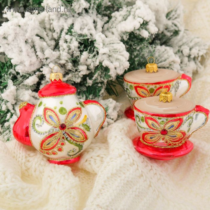 Набор ёлочных игрушек "Чайная церемония" 10х9, 6,5х8  см, микс - Фото 1
