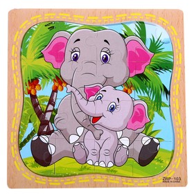 Пазл в рамке 'Слонёнок и мама'