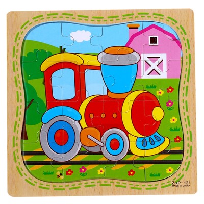 Пазлы «Паровоз» в рамке, 16 элементов, 15×15 см