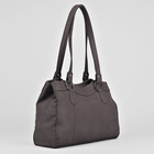 Сумка женская, 2 отдела на молнии, наружный карман, цвет тёмно-серый - Фото 1