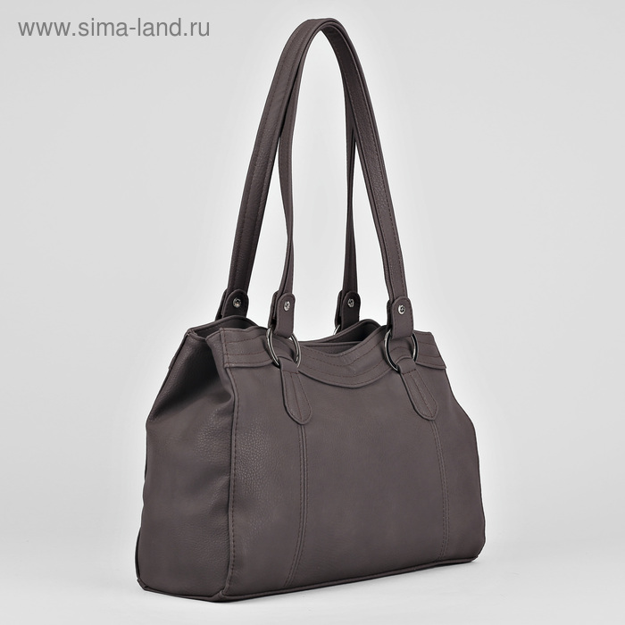 Сумка женская, 2 отдела на молнии, наружный карман, цвет тёмно-серый - Фото 1