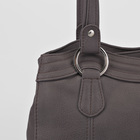 Сумка женская, 2 отдела на молнии, наружный карман, цвет тёмно-серый - Фото 4