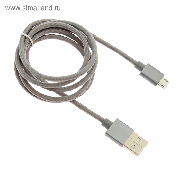 USB-кабель Smarterra STR-MU002,  microUSB, 1м, нейлон, серый - Фото 1