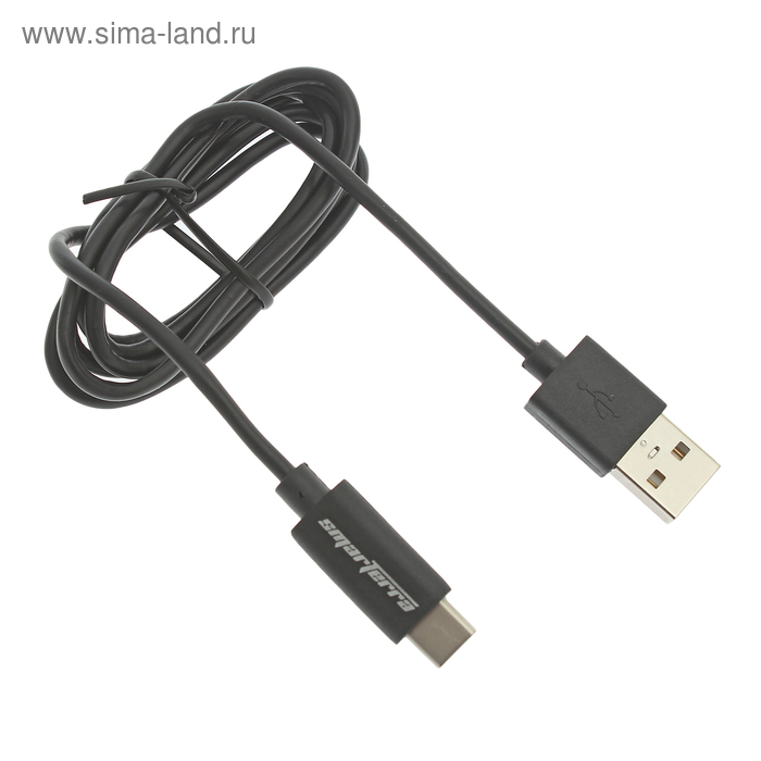 Кабель Smarterra, Type-C - USB, 2.4 А, 1 м, черный - Фото 1