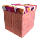 Пуф-куб с нишей для хранения Рыбки 38х38х38, цв. персик, мебельная ткань, пэ100% - Фото 1