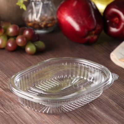 Контейнер одноразовый с неразъёмной крышкой ПР-РКС, 250 мл, пластик, 15.9×13×3 см, прозрачный