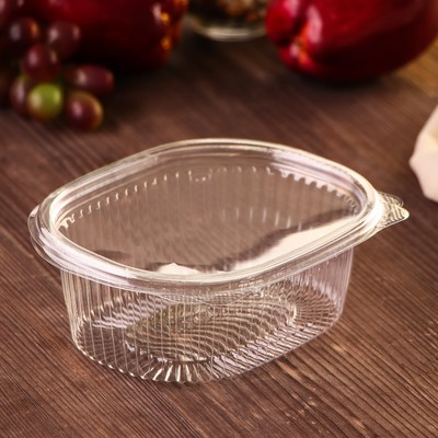 Контейнер одноразовый с неразъёмной крышкой ПР-РКС «АВС», 500 мл, пластик, 15.9×13×5.5 см, прозрачный