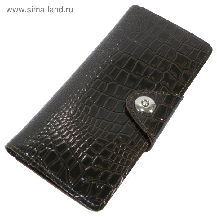 Кошелёк женский на кнопке, 2 отдела для купюр, для монет, для кредитных карт, цвет коричневый - Фото 1