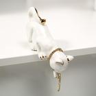 Фигурка настольная керамика «Кошка бело-золотистая с цепочкой из страз», на полку, стол, 8.5×5.5×17 см - Фото 3