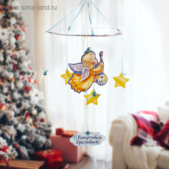 Рождественская подвеска «Ангелочек с красками» - Фото 1