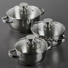 Набор кастрюль Катунь «Антея», 3 предмета: 1.5 л, 2 л, 3 л, капсульное дно, индукция, нержавеющая сталь, AISI - 201 - Фото 1