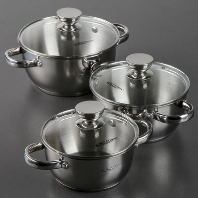 Набор кастрюль Катунь «Антея», 3 предмета: 1.5 л, 2 л, 3 л, капсульное дно, индукция, нержавеющая сталь