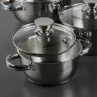 Набор кастрюль Катунь «Антея», 3 предмета: 1.5 л, 2 л, 3 л, капсульное дно, индукция, нержавеющая сталь, AISI - 201 - Фото 2