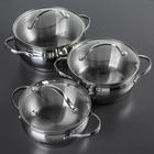 Набор кастрюль Катунь «Медея», 3 предмета: 1.6 л, 2.2 л, 3.2 л, капсульное дно, индукция, нержавеющая сталь, AISI - 201 - Фото 1