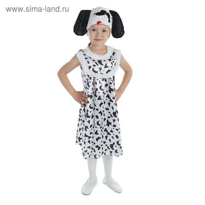 Карнавальный костюм для девочки "Далматинец", атлас, сарафан, шапка, р-р 56, рост 104 см - Фото 1