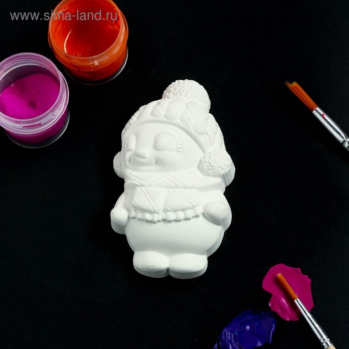 Фигура под роспись с подвесом «Снеговик девочка» 12×8 см - Фото 1