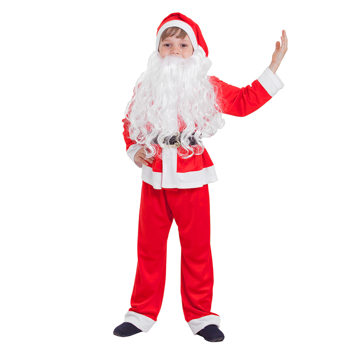 Детский карнавальный костюм "Санта-Клаус", колпак, куртка, штаны, борода, р-р 30, рост 110-116 см - фото 1908335962