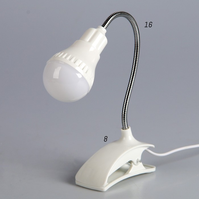 Лампа на прищепке "Свет" белый 13LED 1,5W провод USB 4x9x31,5 см RISALUX - фото 1906878575