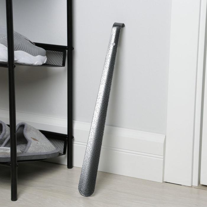 Ложка для обуви Доляна, с крючком, 42×4 см, покрытие антик серебро - Фото 1