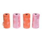 Пакеты для уборки за собаками с узором (4 рулона по 15 пакетов 29×21 см), микс цветов - Фото 2