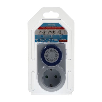 Таймер розеточный механический Smartbuy, 3600 Вт, 48 включений/выключений в сутки, интервал 30 минут