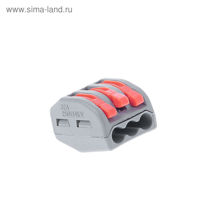 Клемма компактная соединительная Smartbuy, 3 отверстия с рычагами - Фото 1