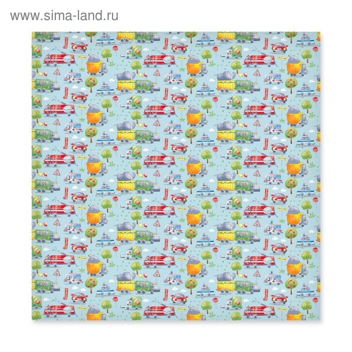 Бумага для скрапбукинга «Машинки», 30.5 × 30.5 см, 180 г/м - Фото 1