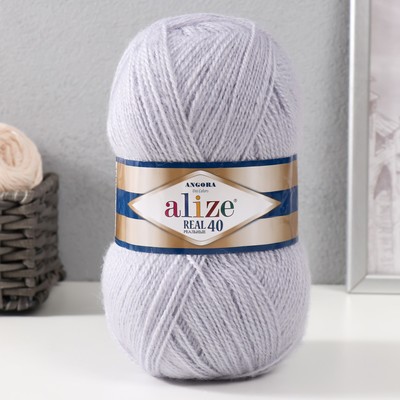 Пряжа для вязания спицами, крючком ALIZE, Angora real 40, 60% акрил, 40% шерсть, 430 м/100 г, (52 талая вода)