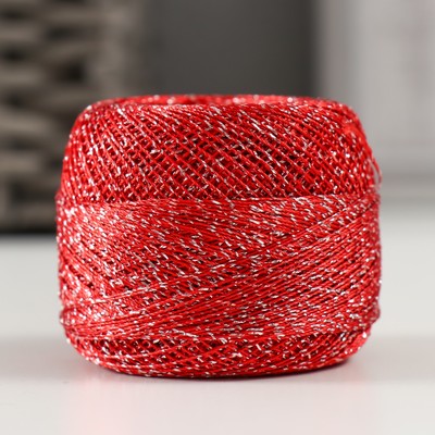 Пряжа для вязания спицами, крючком YarnArt, Camelia, 70% полиэстер, 30% люрекс, 190 м/20 г, (416 красный)