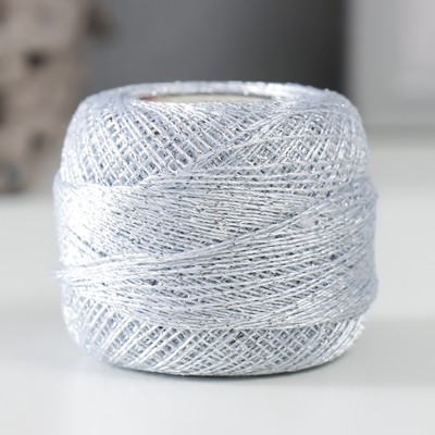 Пряжа "Camelia" 70% полиэстер, 30% люрекс 190м/20гр (411 серебро)