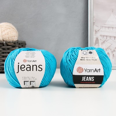 Пряжа "Jeans" 55% хлопок, 45% акрил 160м/50гр (55 яркая бирюза)