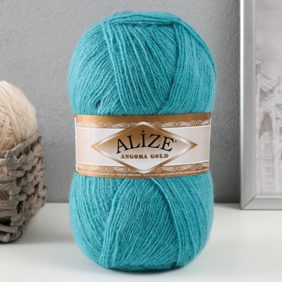Пряжа для вязания спицами, крючком ALIZE, Angora Gold, 20% шерсть, 80% акрил, 550 м/100 г, (164 лазурный)