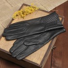 Перчатки женские "Калеопа" прошивка, подклад трикотаж, р-р 8,5, длина-24,5см, черный - Фото 1