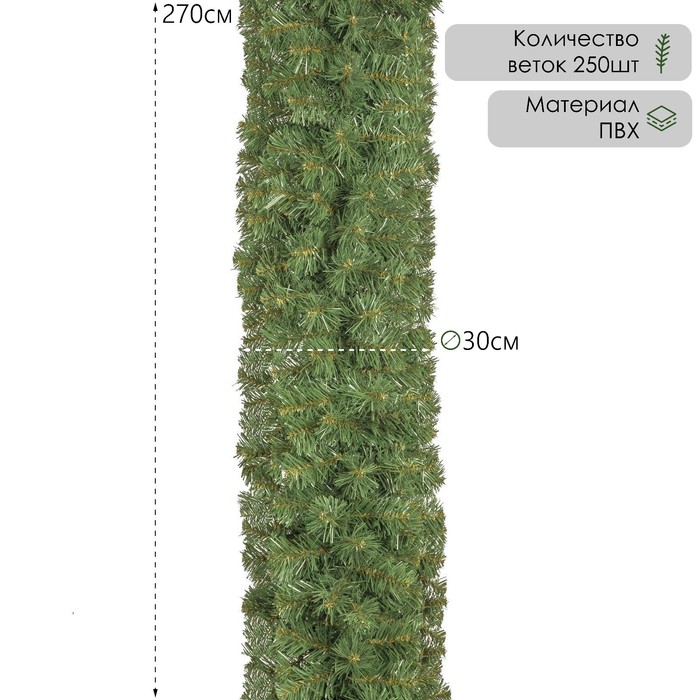 Гирлянда новогодняя «Елкиторг. Звездная» ёлочная, 270 см, d=30 см, 250 ПВХ веток - Фото 1