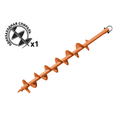 Шнек для грунта Carver GDB-100, однозаходный, d пос=20 мм, d=100 мм, L=80 см