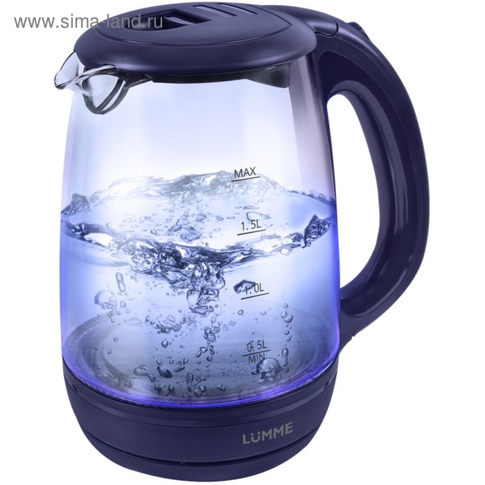 Чайник электрический LUMME LU-134, 2 л, 2200 Вт, подсветка, синий сапфир - Фото 1
